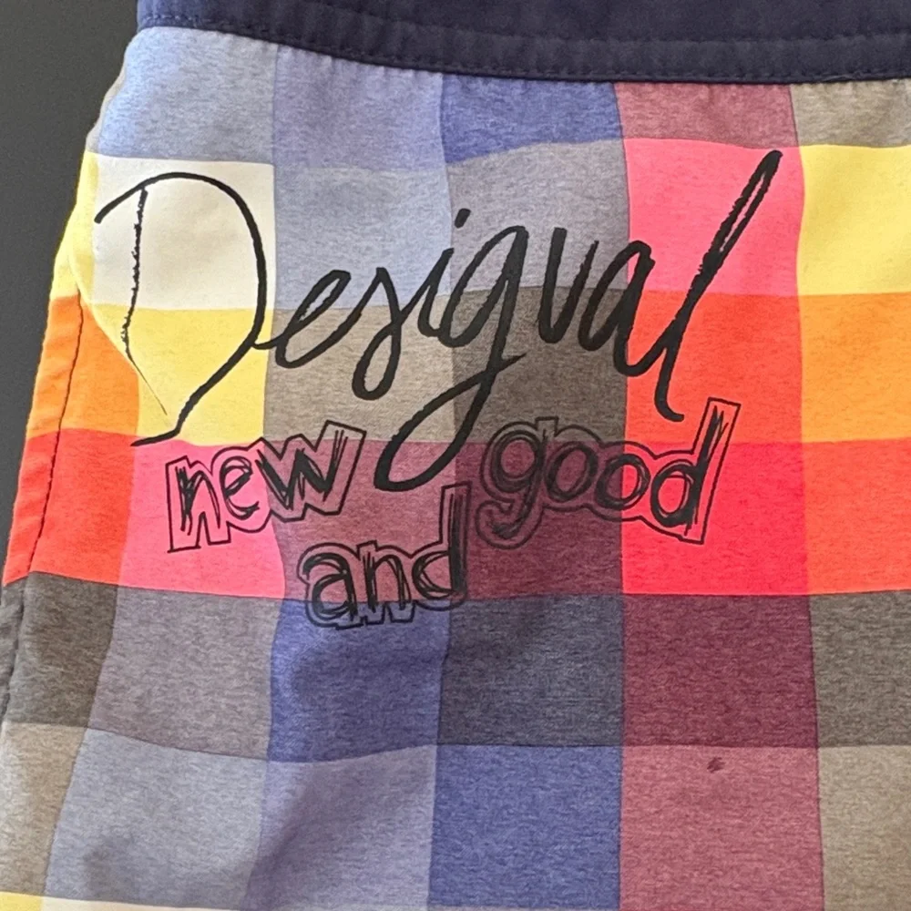 Desigual Swim Trunks Multicolor Plaid Board Shorts XL